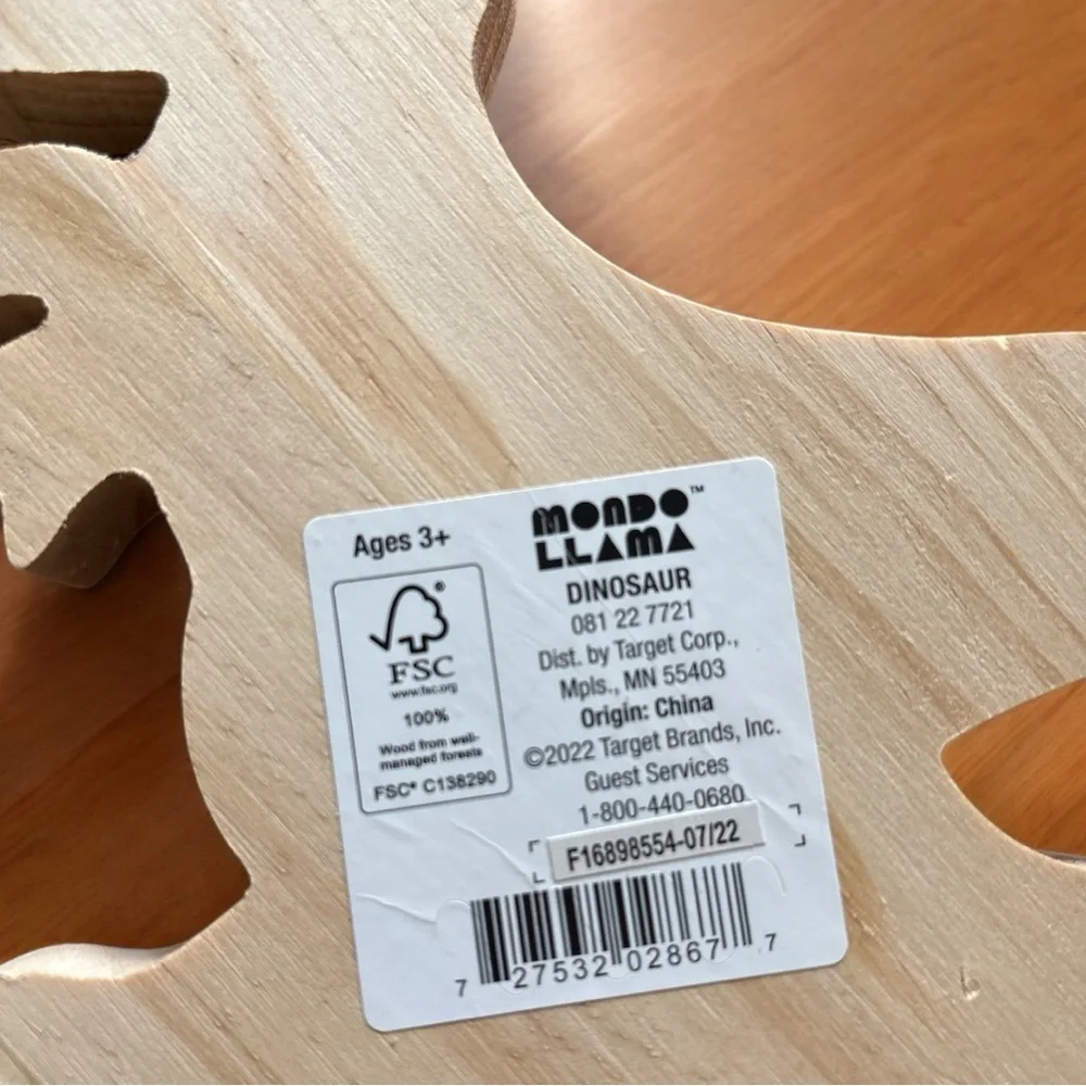 Mondo Llama 6 inch Wooden Ready To Paint Stand Up Dinosaur - Picture 2 of 2